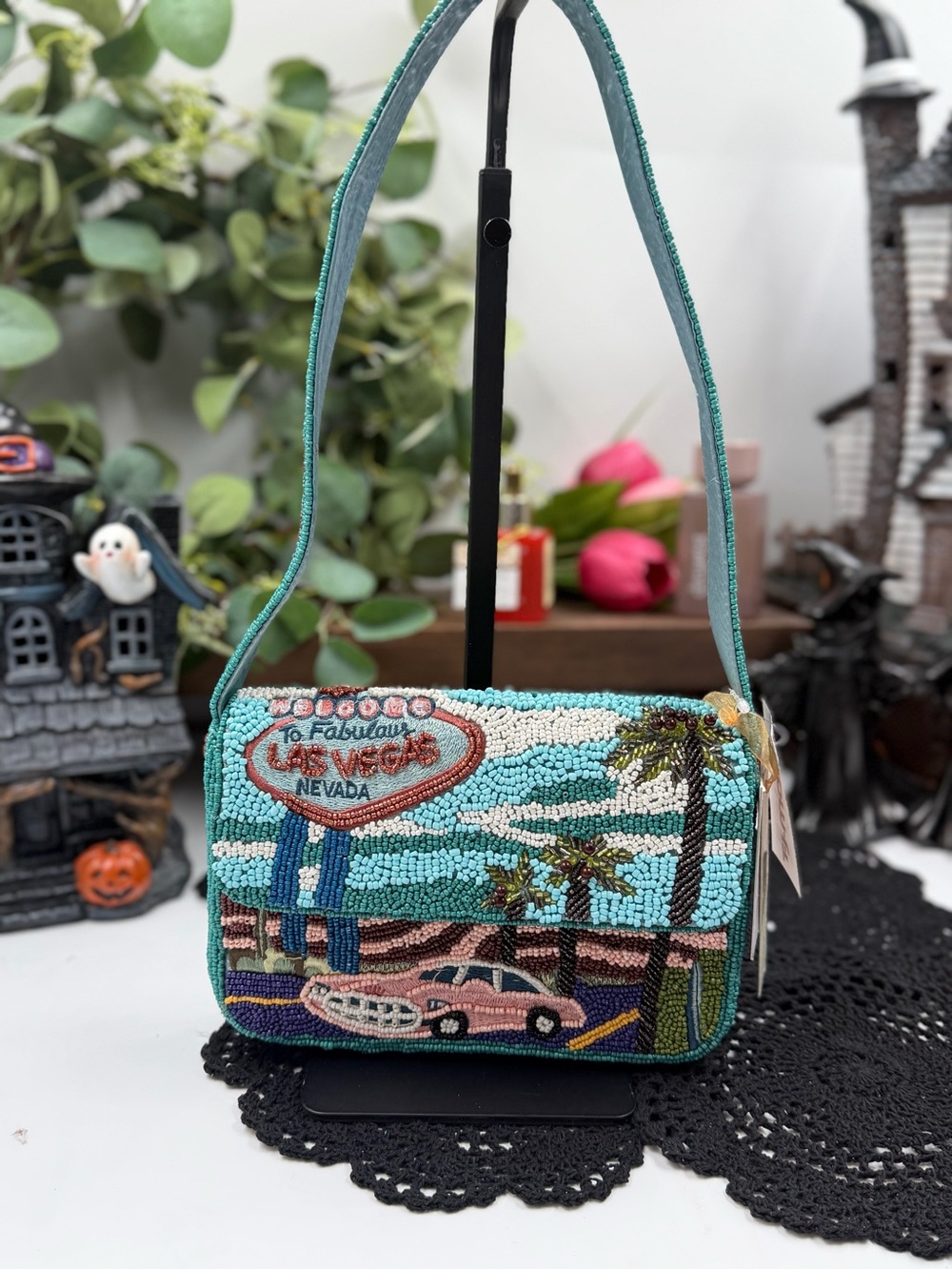 viral las vegas beaded shoulder bag handmade in india